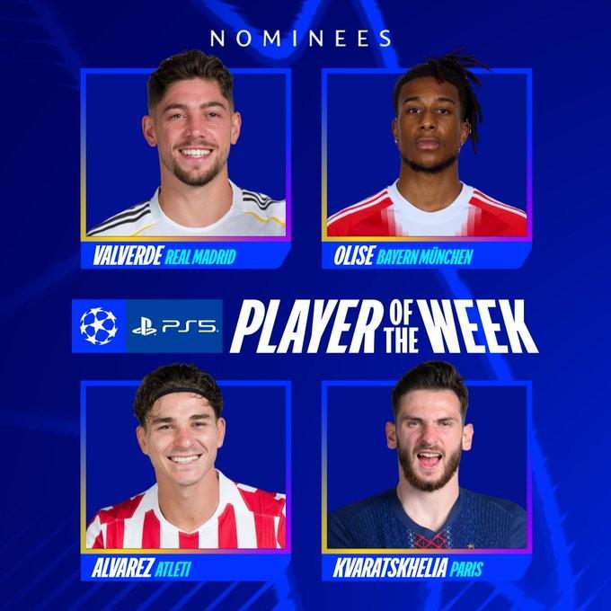 九游体育-欧冠周最佳球员候选：巴尔韦德、奥利塞、小蜘蛛、KK7入选